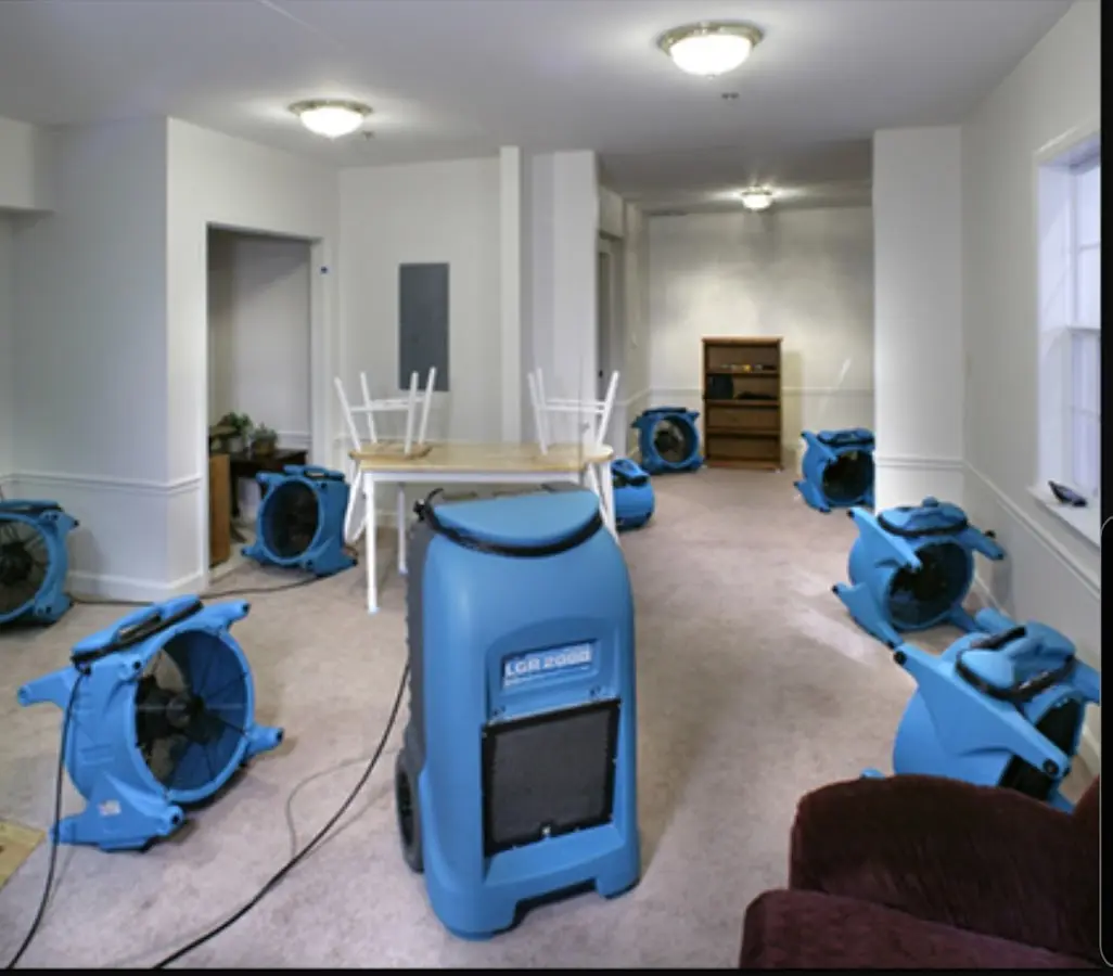 Air movers and dehumidifier setup for Water Extraction & Removal in Glencoe